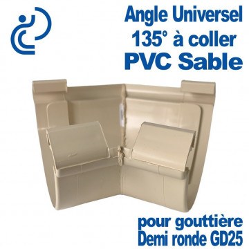 Angle Universel à 135° en PVC Sable pour Gouttière GD25
