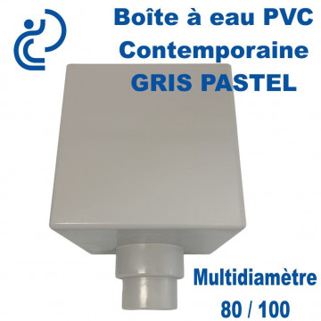 Boîte à Eau PVC Contemporaine GRIS PASTEL pour descentes Ø80/100
