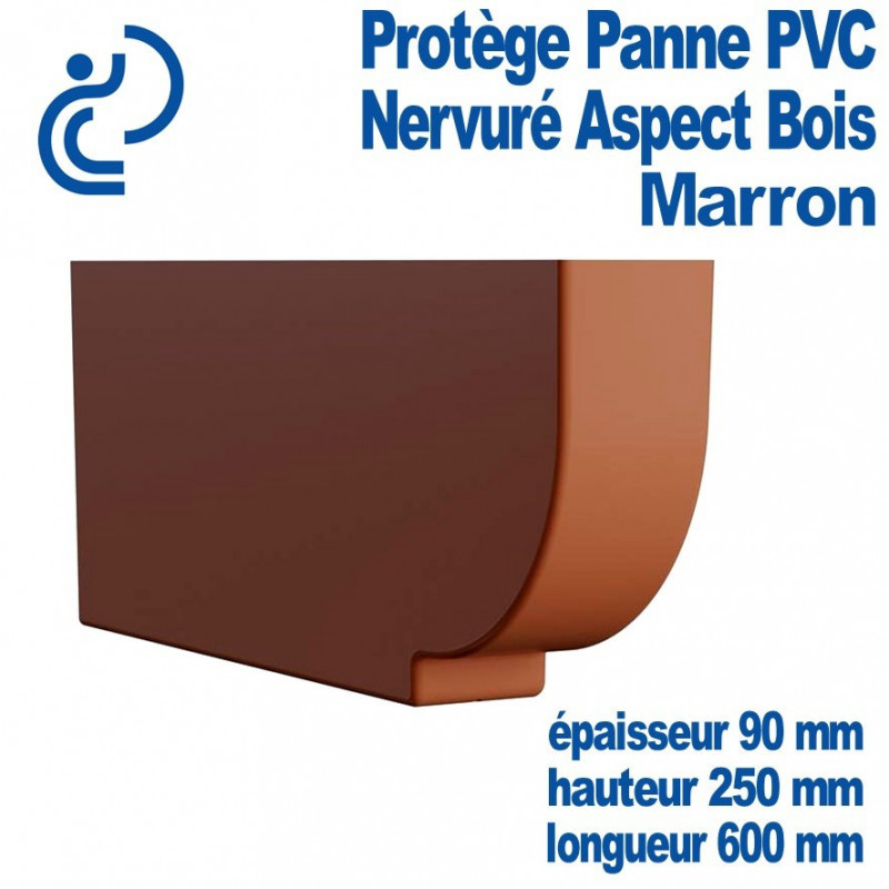 PROTEGE PANNE PVC Marron Nervuré bois ep 90 Lg 600 ht 250mm