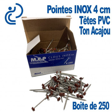 POINTES INOX 4CM TETE ACAJOU (boîte de 250)