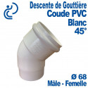 Coude 45° pour Descente de Gouttière PVC Blanc Ø68 Mâle-Femelle