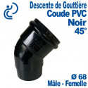 Coude 45° pour Descente de Gouttière PVC Noir Ø68 Mâle-Femelle