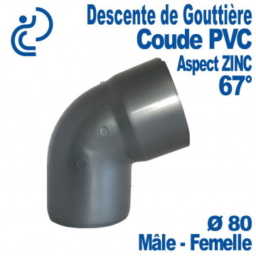 COUDE GOUTTIERE PVC 67° D80 ASPECT ZINC