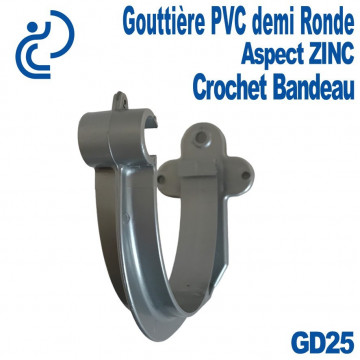 CROCHET BANDEAU PVC POUR GOUTTIERE aspect zinc GD25