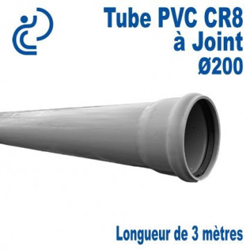 Tube PVC CR8 Ø200 à joint longueur de 3 mètres