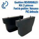 Kit de 2 Fonds pour Gouttière REVERSIBLE en PVC Anthracite (1 droite + 1 Gauche pour naissance/profilé)