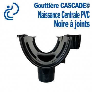 Naissance Centrale à Joints pour Gouttière Cascade en PVC Noir