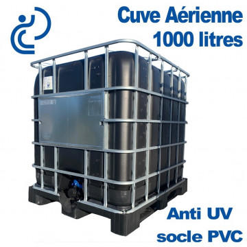 Cuve 1000 litres ( IBC ) Anti UV noire sur socle PVC