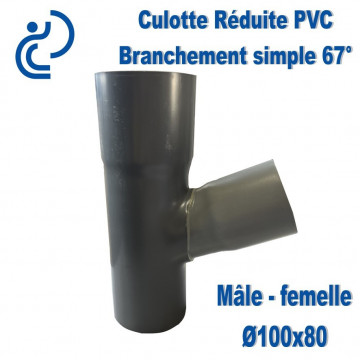 Culotte Réduite Branchement Simple 67° 100x80 PVC à coller MF