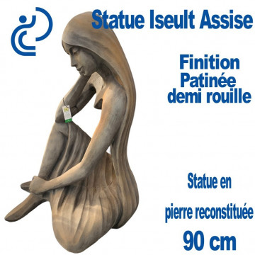 Statue Iseult Coeur Assise en Pierre Reconstituée Moulée 90cm