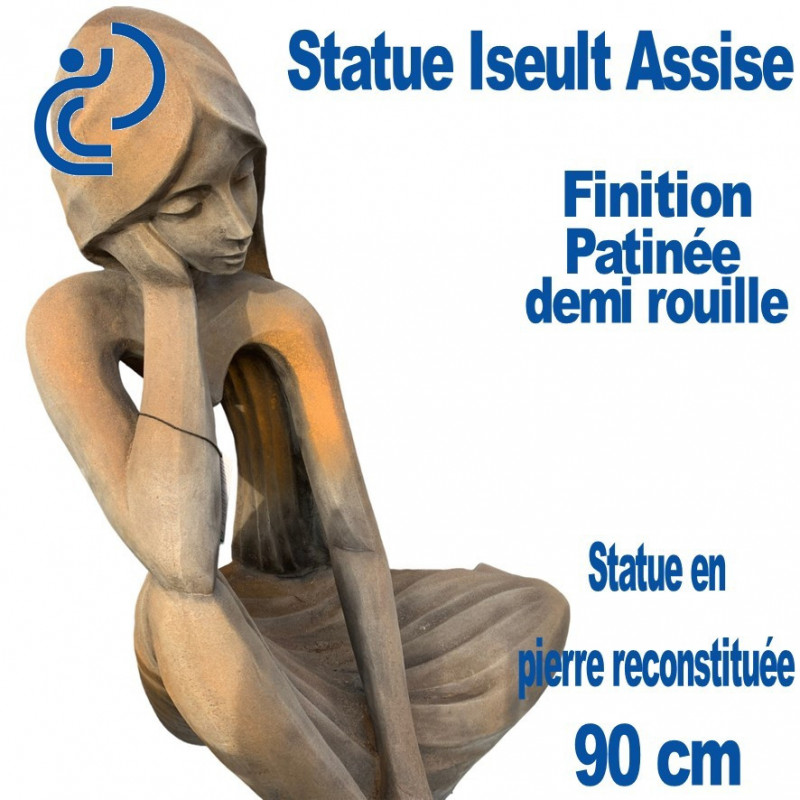 Statue de jardin en pierre Tristan et Iseult cœur - Rouille 102 cm