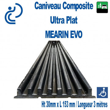 Caniveau Composite Ultra Plat MEARIN EVO 153 Noir en longueur de 3 mètres