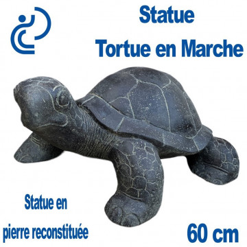 Statue Ornementale Tortue en Marche 60cm en Pierre Reconstituée