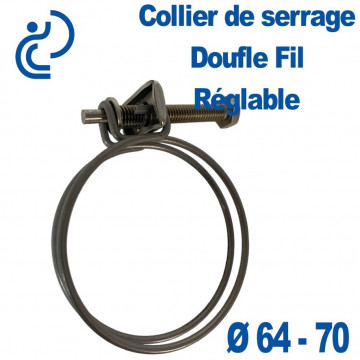 Collier de Serrage Bi-Fil Réglable 64-70