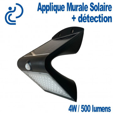 Applique Murale Solaire Design Noir 4W /500 lumens à Détection