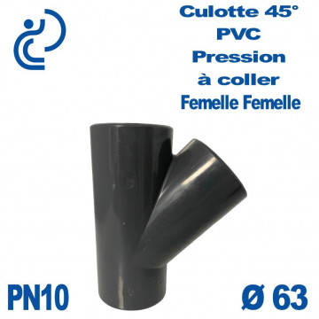 Culotte 45° PVC Pression Ø63 PN10 à coller