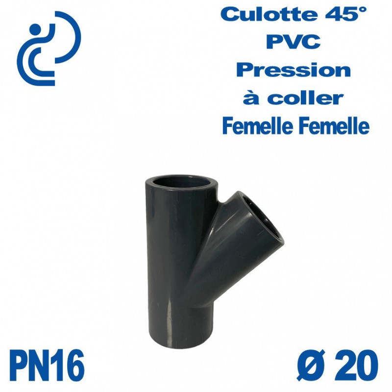 Culotte 45° PVC Pression Ø20 PN16 à coller