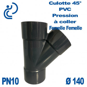 Culotte 45° PVC Pression D140 PN10 à coller