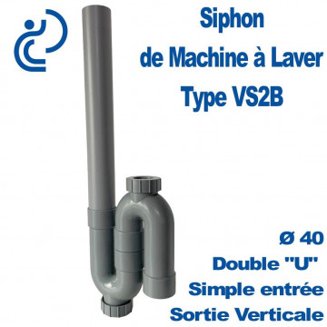 Siphon de Machine à Laver Simple VS2B sortie verticale 2 bouchons
