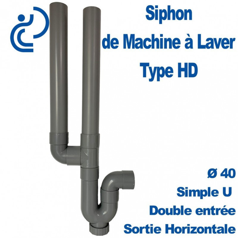 Siphon de Machine à Laver Double Entrée (HD) sortie horizontale Ø40