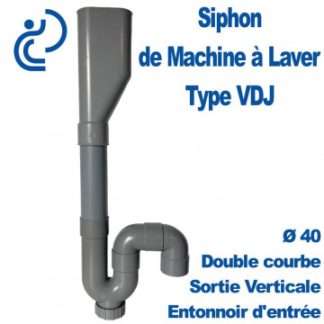 Siphon de Machine à Laver Double Entrée par Entonnoir (VDJ) Ø40 sortie verticale