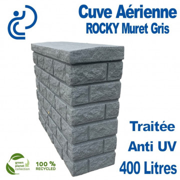 Cuve Aérienne Design ROCKY Imitation Muret en Pierre  Grise 400 litres