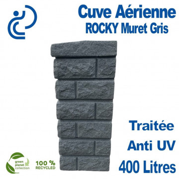 Cuve Aérienne Design ROCKY Imitation Muret en Pierre  Grise 400 litres