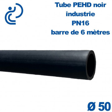 Tube PEHD noir industrie Ø50 PN16 PE100 barre de 6ml