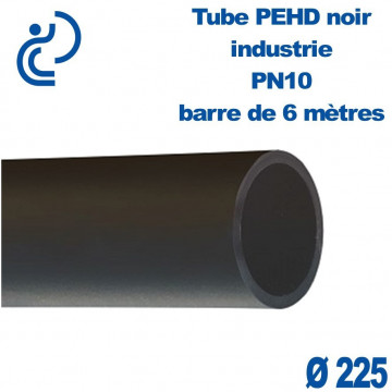 Tube PEHD noir industrie PN10 Ø225 barre de 6ml