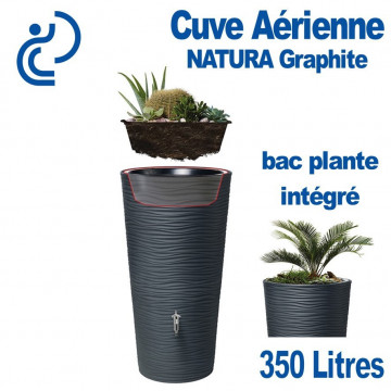 Cuve Aérienne Design NATURA Graphite (Anthracite) 350 litres + Jardinière