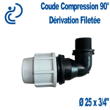 coude compression 90° dérivation filetée Ø25x3/4