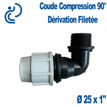 coude compression 90° dérivation filetée Ø25x1