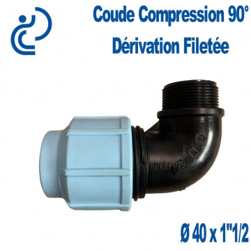 coude compression 90° dérivation filetée Ø40x1"1/2