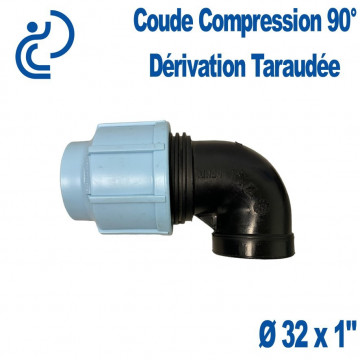 coude compression 90° dérivation taraudée 32x3/4"