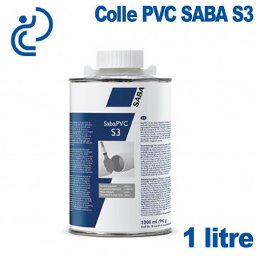 Colle PVC SABA S3 en pot d'1 litre avec brosse d'application.