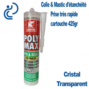 Mastic Colle POLYMAX Cristal à Prise rapide en cartouche 425gr