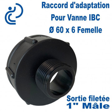Raccord d'adaptation PP Pour Vanne IBC Filetage S60x6 sortie Mâle 1"