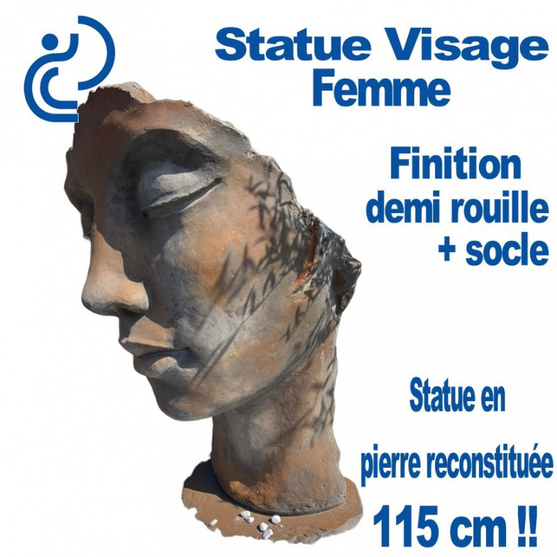 STATUE DE JARDIN EN PIERRE RECONSTITUÉE FEMME ASSISE SUR SOCLE-A