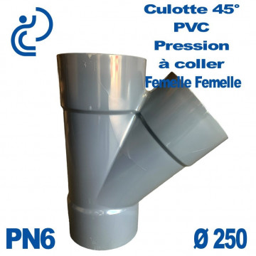 Culotte 45° PVC Pression D250 PN6 à coller