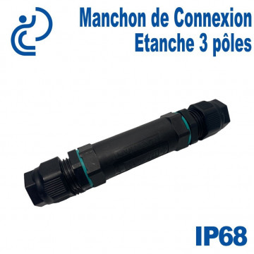 Manchon Droit de Connexion Etanche 3 pôles 0,5 à 4mm2
