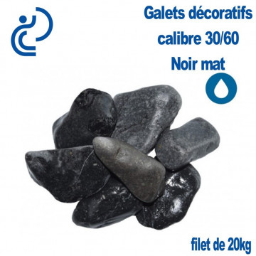 Galets Noir Mat 30/60 sac ou filet de 20 Kg