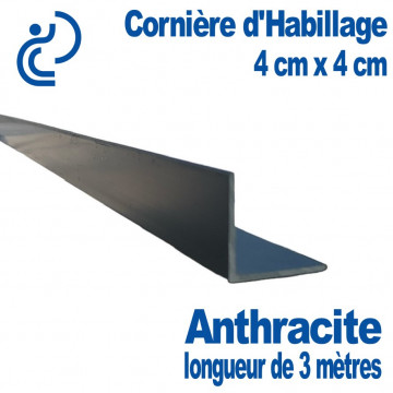 Cornière d'Habillage PVC Anthracite 4x4 cm en longueur de 3 mètres