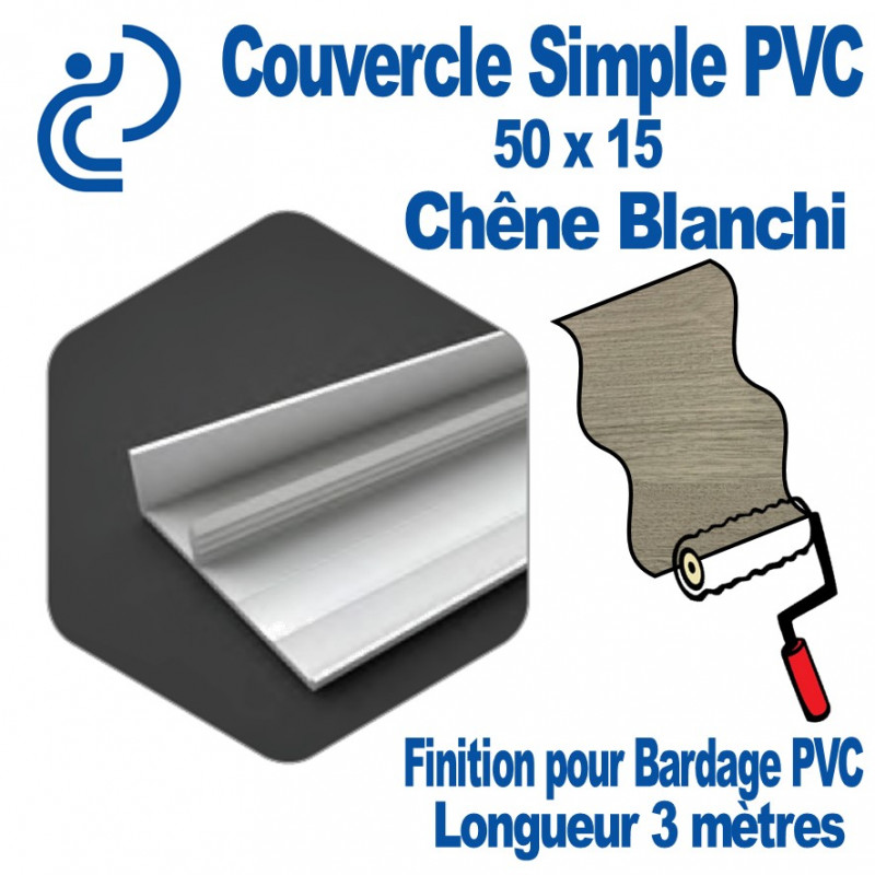 Couvercle de finition PVC Chêne Blanchi 50x15