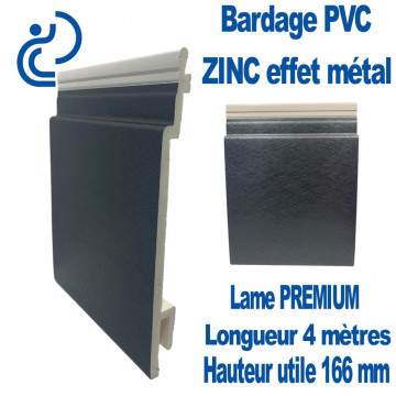 Lame Bardage PREMIUM Aspect Zinc (effet métal) PVC cellulaire longueur 4 mètres