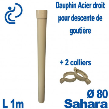 Dauphin Acier Ø80 finition Sahara Hauteur 1 mètre + 2 colliers assortis