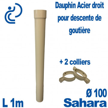 Dauphin Acier Ø100 finition Sahara Hauteur 1 mètre + 2 colliers assortis