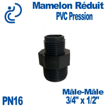 Mamelon Réduit PVC Pression 3/4" x 1/2" PN16