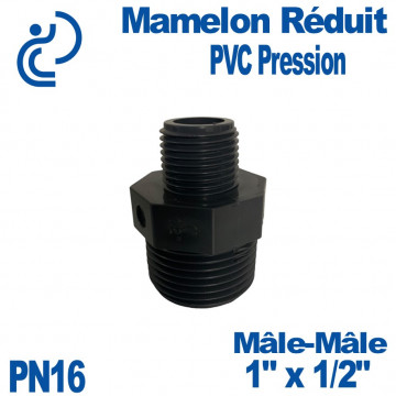 Mamelon Réduit PVC Pression 1" x 1/2" PN16