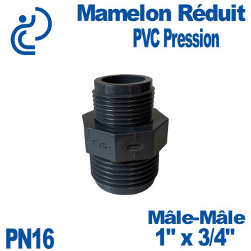 Mamelon Réduit PVC Pression 1" x 3/4" PN16