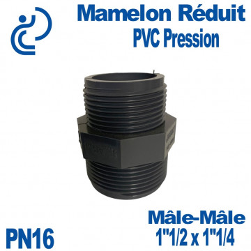 Mamelon Réduit PVC Pression 1"1/2 x 1"1/4 PN16